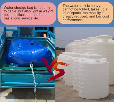 Comparison of Heavy Duty Portable Water Bladder For Outdoor Emergency Storage 1893 Liter Capacity 500 Gallon and rigid water tanks