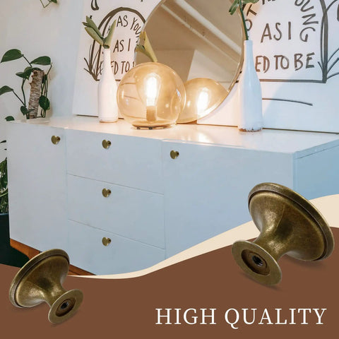 Brass Cabinet Knob Set Pack Of 12 With Mounting Screws Easy Install 1.18 Inch Round Drawer Knobs on White Dresser