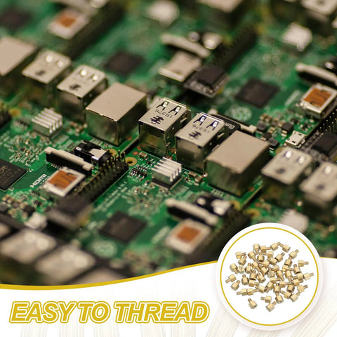 Pro-Grade M2.5 Hex Brass PCB Standoff Spacers 50 Pack With Female Thread Designed For FPV Drone Rig and Quadcopter Upgrades on motherboard.