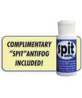 Complimentary Spit antifog bottle next to text sign