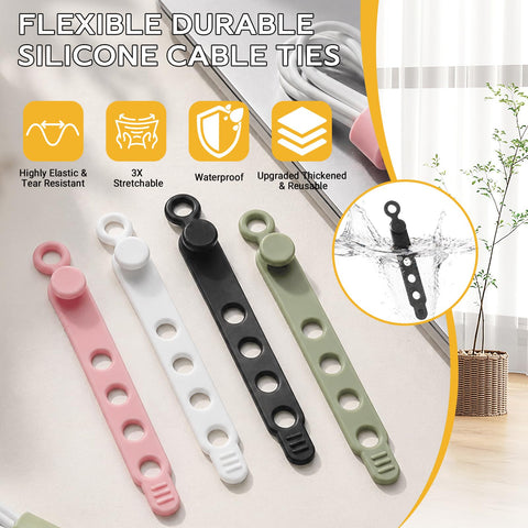 Game Changing Stretchy Silicone Cable Ties With Lock Buckle For Cord Organization And Management Elastic Cable Wraps