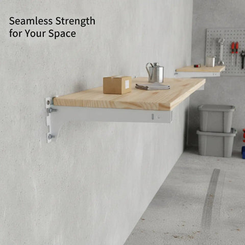Wall-mounted White Stainless Steel Slotted Shelf Bracket With Stud Alignment For Kitchen, Garage And Patio Shelving