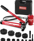 8 Ton Hydraulic Knockout Punch Set For Electrical Conduit And Metal Sheets, 1/2 To 2 Inch Dies Included, with portable case