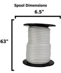 Flagpole Rope With Steel Wire Core 100 Ft Spool Five Sixteenth Inch Halyard, Solid Polyester Jacket on spool with dimensions