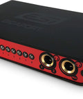 GIGAPORT Ex DJ Audio Interface with USB Type C power, shown with eight RCA outputs and dual headphone jacks, side view.