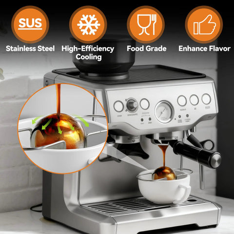 Two Pack Stainless Steel Espresso Cooling Balls For Coffee Chilling Reusable Espresso Cooler Balls on machine