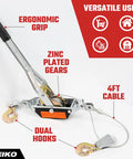 NEIKO 02251A come-along winch, 1-ton capacity, zinc-plated gears, dual hooks, 4 ft steel cable