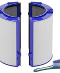 2-In-1 True HEPA and Carbon Filter Replacement for Dyson Purifiers with cleaning brush, showing open structure and filter layers