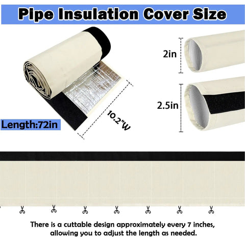Heavy Duty 3 Layer Pipe Insulation Cover For Outdoor AC Lines, 72-inch 600D Oxford Cloth, foam tube wrap.