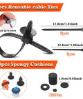 Universal Car Retainer Clips And Fasteners Kit includes cable ties and spongy cushions, shown in size detail.