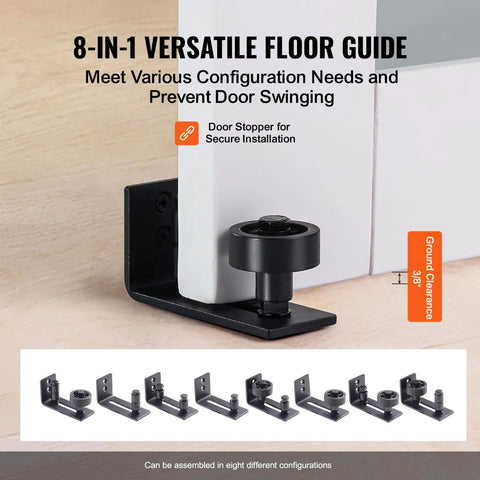 8-in-1 floor guide for Glass Sliding Barn Door With Solid Wood Frame 30 By 84 In Includes 5.5Ft Sliding Door Hardware Kit