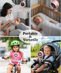 Rechargeable Clip On Baby Stroller Fan With Five Speeds, LED Display, 360 Degree Pivot, 17 Hour Battery in use at home and outdoors