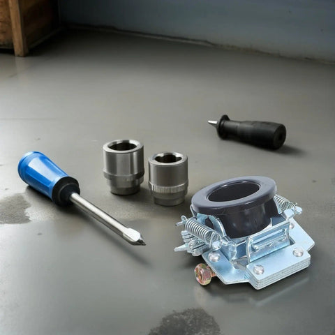 Top Notch Single Phase Motor Centrifugal Switch For Electric Pump With Reliable Start Performance And Secure Metal Component Replacement To Keep Your Gear Running Smoothly and Efficiently on a workbench with tools.