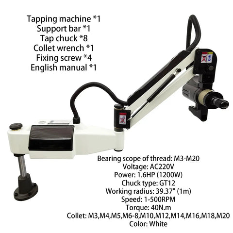 Be lockery 220V Universal Electric Tapping Machine With Touch Screen For M3 To M20 Thread Making 1200 Watt Motor And 500 RPM Speed precision drilling tool.
