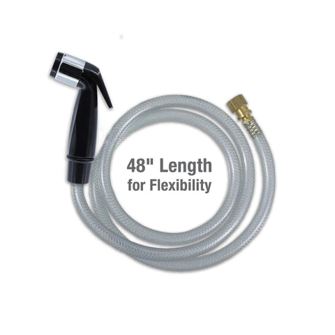 Built Tough Replacement Kitchen Faucet Spray Hose Coupled With 48 Inch Heavy Vinyl Line And Smooth Swivel Joint Black Handheld Sprayer
