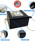 Heavy Duty Steel Countertop Tip Box With Combo Cable Lock Secure Cash Collection Jar For Restaurants And Shops Keep That Dough Safe with cash and locks.