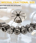 Pro-Grade 26 Pc ER32 Collet Set for Shank Chuck 1/32 to 13/16 Inch Range, alloy steel collets displayed.