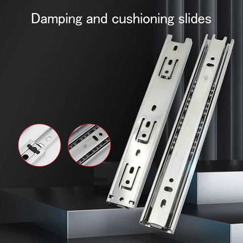 Full Extension Drawer Slides With Quiet Ball Bearing Tracks, Heavy Duty Side Mounted Rails For Dressers And Cabinets