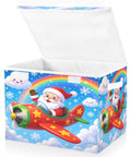 Heavy Duty Foldable Storage Bin With Lid And Handles For Bedroom Closet Organization Collapsible Shelf Boxes 300D Oxford Dustproof Flip Top Cover with Santa design.