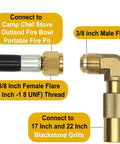 12Ft Propane Quick Connect Hose For RV To Grill With Low Pressure Elbow Adapter and extension connectors for Blackstone griddles