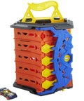 Roll Out Raceway Track Set With Five Lane Racetrack And Storage Bucket Includes One Die Cast Car Collapsible Design For Quick Cleanup