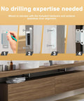 Installation steps for Heavy Duty Magnetic Door Catch Set For Cabinets And Drawers White Finish Six Pack on wood surface