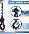 Heavy Duty Half Ton Chain Hoist Come Along With 20 Ft Lift, 1100 Lbs Capacity, G80 Chain, highlighting dual hooks