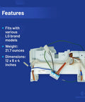 AEQ73110210 Ice Maker Assembly Kit Replacement For LG Appliances PS9865155 AEQ73110208 shown with dimensions and weight