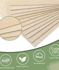 Front view of 12-pack basswood sheets, 12x12 in, 1/8 in thick, unfinished wood for crafts and laser cutting