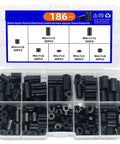 Black Nylon Spacer Kit 186 Piece Set For M3 And M4 Screws, Electrical Outlet Spacers, Auto And Computer Repair, DIY Jewelry Craft, Versatile Spacer Assortment For Electronics And Cars in plastic organizer