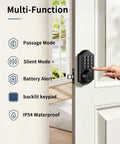 Cut The Cord On Lost Keys With This Keyless Entry Door Lock Featuring An Electronic Keypad Deadbolt For Your Front Door That Stores 100 Unique Codes With Smooth Daily Use - multi-function black electronic keypad lock with backlit display.