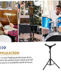 Adjustable Heavy Duty Drum Stand Mount Bracket Tour Ready Detachable Tripod Base, shown in use with drummers and equipment.