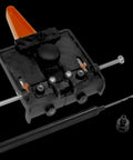 PlateMate Must-Have Cabinet Drilling Jig With Cam-Lever Clamps, Quick-Set Frame Thickness From 17.5mm To 25mm visible with drill bit.
