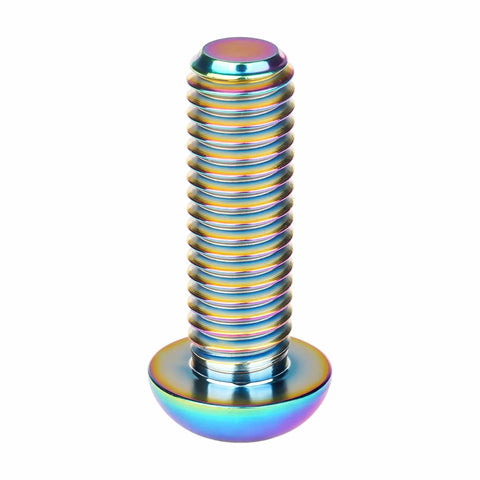 Rainbow Titanium Button Head Bolts M6x20mm Six Pack Made From 6Al4V Grade 5 Titanium Alloy With 1mm Thread Pitch And 4mm Allen Key