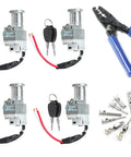 Battery Charger Ignition Lock With Two Keys For Motorcycle Electric Bike Scooter E Bike Security Lock Accessory Built For Quick Install And Everyday Use, includes four locks, keys, crimping tool, and terminals.