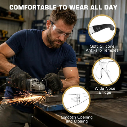 Kickass Clear Safety Glasses Built Solid With Antifog Lenses And Comfortable Fit For Hardworking Crews And Daily Grind Bulk Pack Ansi Certified Protective Eyewear for working with power tools.