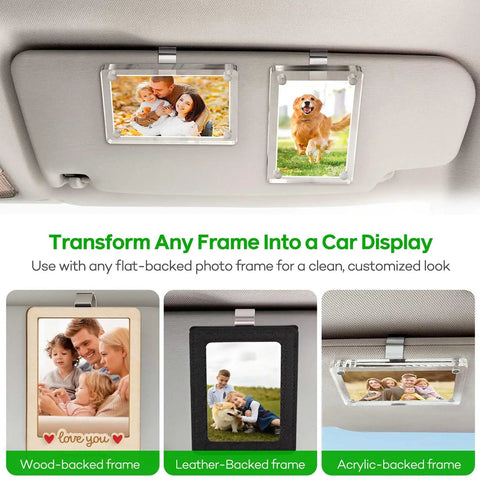 Six Pack Premium Stainless Steel Clips With 3M Adhesive For DIY Car Sun Visor Mounts And Photo Frame Displays on visor