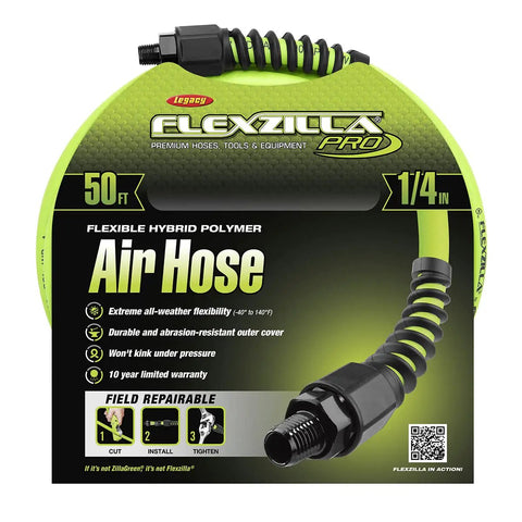 Workhorse One Quarter Inch Air Hose Fifty Feet Heavy Duty And Lightweight Hybrid Polymer No Kink Design packaging