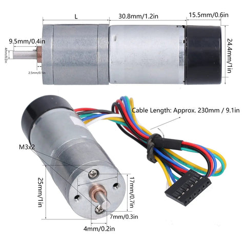 DC Geared Motor With Encoder Feedback For DIY Robotics And Smart Car Builds Adjustable Speed And CW CCW Rotation 12V