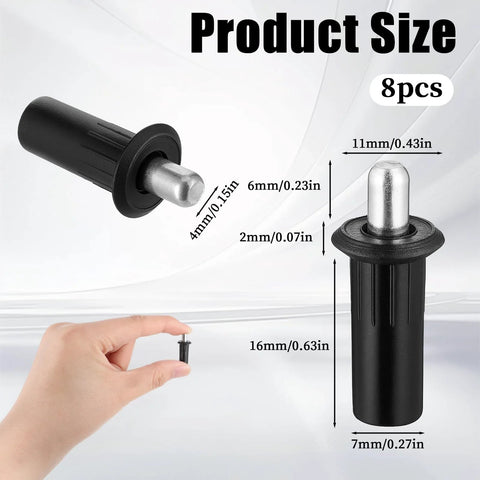 8 Piece Black Metal Cabinet Door Damper Pins Spring Loaded Telescopic Pivot Pins For Cabinet Doors And Shutters Furniture Repair