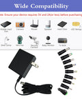 Image of 5V 2A DC Power Adapter with 9 interchangeable jacks, 5.5x2.1mm, 100-240V AC to 5V DC, for USB hub, TV box, router, camera.