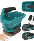 Cordless 20V Electric Seed Spreader For Lawns, 6 Speed Settings And 8 Planting Options with accessories and batteries