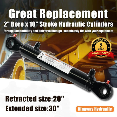 Double Acting Hydraulic Cylinder With Swivel Eye Workhorse For Tough Jobs 2 Inch Bore 10 Inch Stroke 3000 PSI SAE 6 Ports