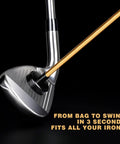 Two Pack Magnetic Golf Club Alignment Stick Training Aid With Magnet Lie Angle Tool attached to iron club head