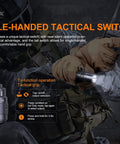 Person holding PD36 TAC Tactical Flashlight That Puts Out Up To 3000 Lumens USB C Rechargeable Battery With Built In Port