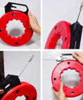Wxtools 100 Ft Fish Tape For Electric Wire Pulling Reel showing durable red plastic reel with handle and wire.