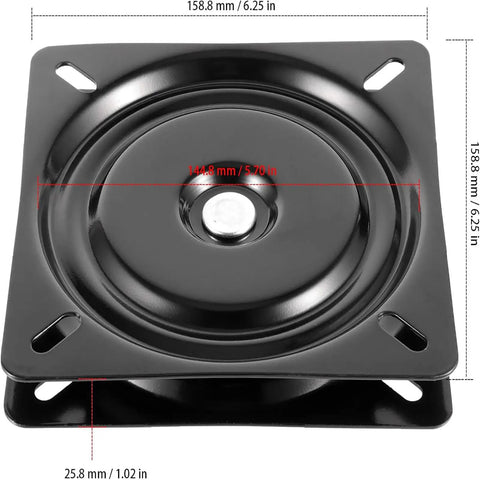 Six Pack Six And A Quarter Inch Bar Stool Swivel Plate Replacement Heavy Duty Ball Bearing Seat Swivel Base Mount For Bar Stools And Chairs Black Steel Corrosion Resistant Easy Install, black steel 6.25-inch swivel plate with mounting slots