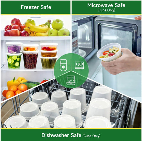 50 Pack 32 Ounces Deli Containers With Lids Leak Proof BPA Free Plastic Takeout Bowls in fridge, microwave, dishwasher