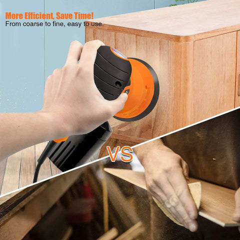5 Inch Variable Speed Orbital Sander Kit With 6 Speed Settings From 5000 To 12000 OPM sanding wooden cabinet