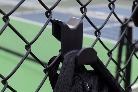 Chain Link Fence Hook For Sports Bags With Paracord Lanyard Heavy Duty Fence Hanger For Baseball Softball Tennis And Pickleball Gear Keeps Gear Clean Off The Ground During Games And Practices attached to chain link fence holding sports bag